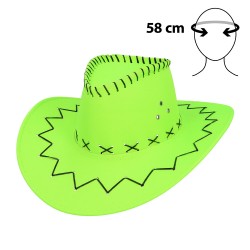 CHAPEAU COW BOY WESTERN SAVANE VERT FLUO