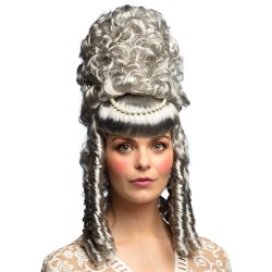 PERRUQUE FEMME RENAISSANCE MARQUISE GRISE AVEC PERLE