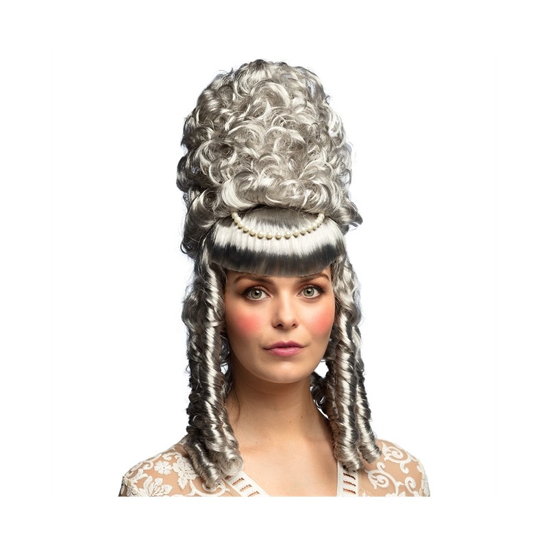 PERRUQUE FEMME RENAISSANCE MARQUISE GRISE AVEC PERLE