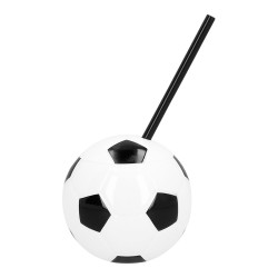 1 GOBELET BALLON DE FOOT AVEC PAILLE REUTILISABLE 450 ML