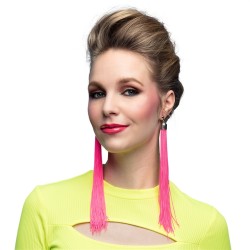 BOUCLES D'OREILLES A FRANGES ROSES FLUO