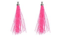 BOUCLES D'OREILLES A FRANGES ROSES FLUO