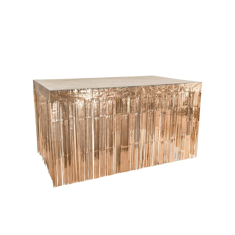JUPE DE TABLE A FRANGES METALLIQUE ROSE GOLD