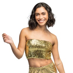 TOP FESTIVAL SEQUINS PAILLETTES OR ELASTIQUE