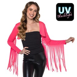 BOLERO RAVE FESTIVAL ROSE FLUO MANCHES A FRANGES