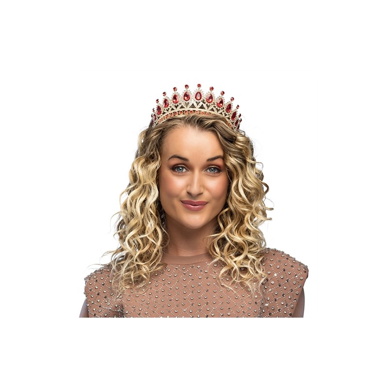 TIARE COURONNE DIADEME ROYAL CHRISTINA OR ET PIERRES ROUGE