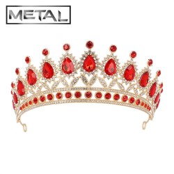 TIARE COURONNE DIADEME ROYAL CHRISTINA OR ET PIERRES ROUGE