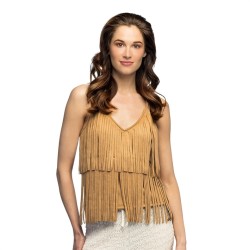 TOP FESTIVAL MARRON A FRANGES COACHELLA HIPPIE OU WESTERN TAILLE M-L