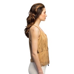 TOP FESTIVAL MARRON A FRANGES COACHELLA HIPPIE OU WESTERN TAILLE M-L
