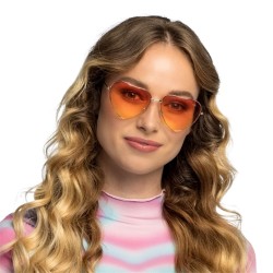 LUNETTES ORANGE DEGRADE JAUNE FORME DE COEUR MONTURE OR