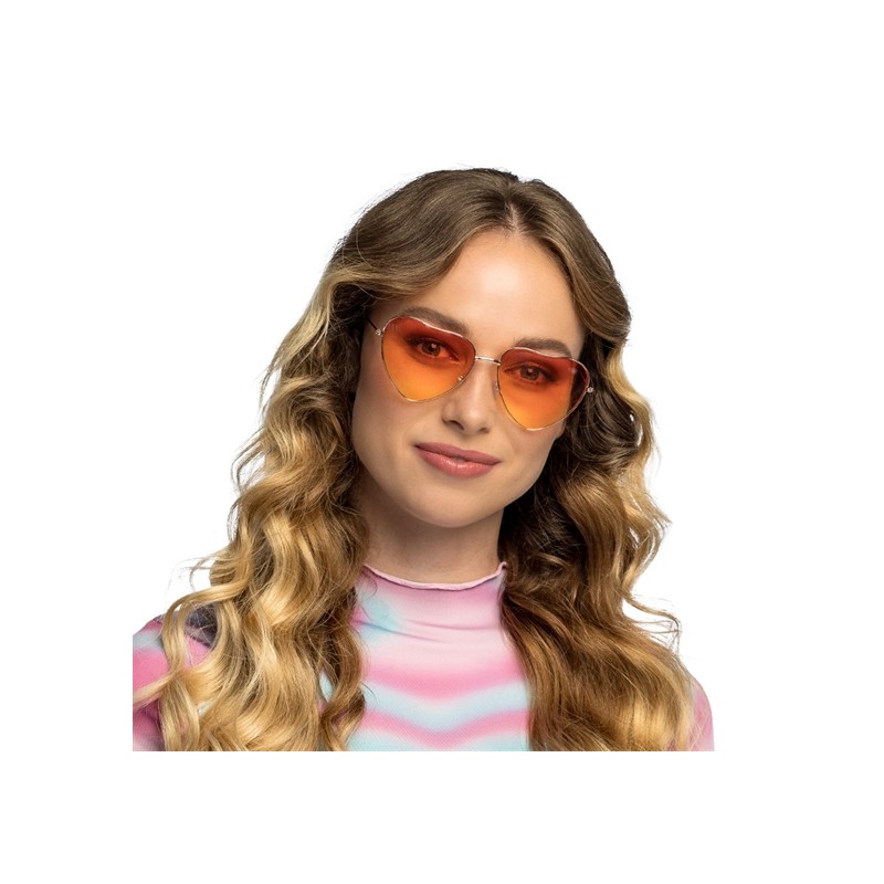 LUNETTES ORANGE DEGRADE JAUNE FORME DE COEUR MONTURE OR