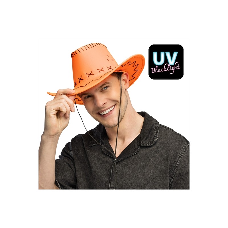 CHAPEAU COW BOY WESTERN SAVANE ORANGE FLUO