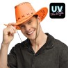 CHAPEAU COW BOY WESTERN SAVANE ORANGE FLUO