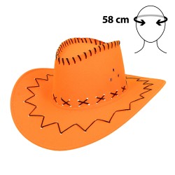 CHAPEAU COW BOY WESTERN SAVANE ORANGE FLUO