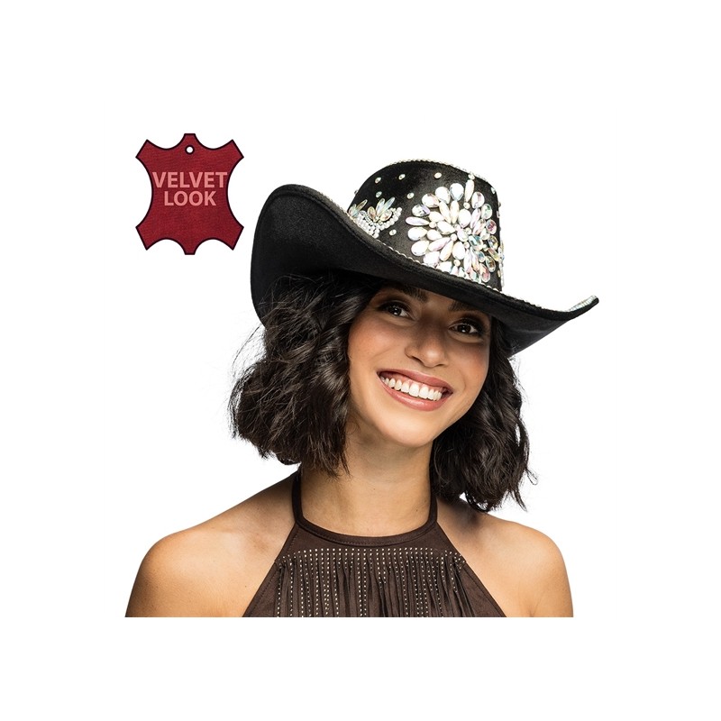 CHAPEAU COW BOY WESTERN FESTIVAL CRYSTAL NOIR