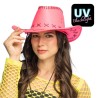 CHAPEAU COW BOY WESTERN SAVANE ROSE FLUO