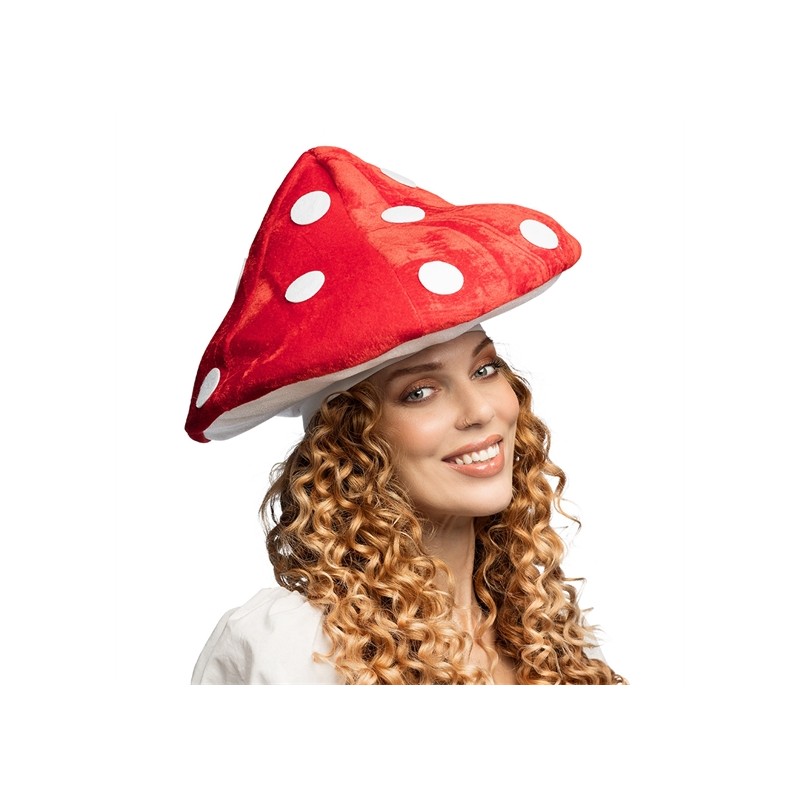 CHAPEAU CHAMPIGNON ROUGE A POIS BLANC