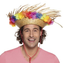 CHAPEAU DE PAILLE AVEC FLEURS HAWAIENNES SAMMY