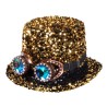 CHAPEAU HAUT DE FORME NOIR AVEC PAILLETTE OR ET LUNETTES STEAMPUNK