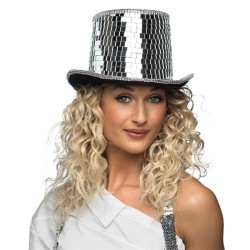 CHAPEAU HAUT DE FORME BOULE A FACETTE DISCO