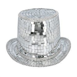 CHAPEAU HAUT DE FORME BOULE A FACETTE DISCO