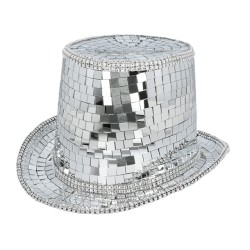 CHAPEAU HAUT DE FORME BOULE A FACETTE DISCO