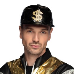 CASQUETTE RAPEUR NOIRE DECO DOLLAR OR