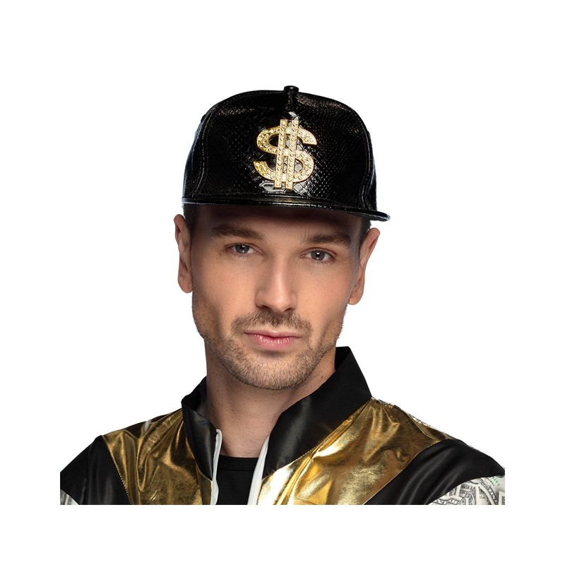 CASQUETTE RAPEUR NOIRE DECO DOLLAR OR