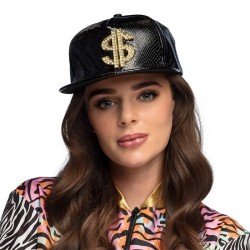 CASQUETTE RAPEUR NOIRE DECO DOLLAR OR