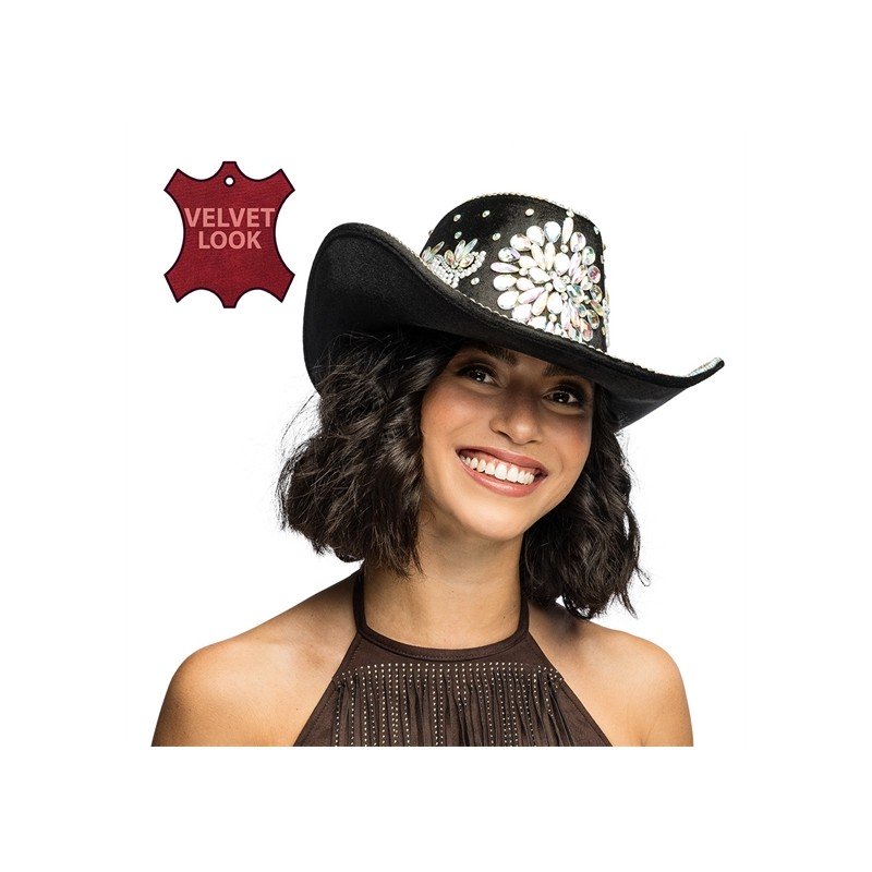 CHAPEAU COW BOY WESTERN FESTIVAL CRYSTAL NOIR