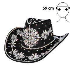 CHAPEAU COW BOY WESTERN FESTIVAL CRYSTAL NOIR