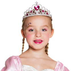 DIADEME GRACE ARGENT STRASS COEUR ROSE