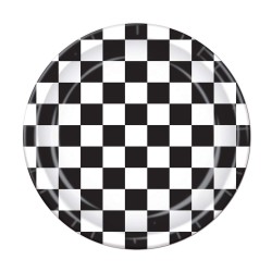 10 ASSIETTES DRAPEAU DAMIER NOIR/BLANC 23 CM