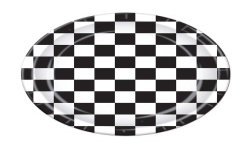 10 ASSIETTES DRAPEAU DAMIER NOIR/BLANC 23 CM