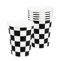 10 GOBELETS DAMIER NOIR ET BLANC 250 ML