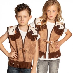 GILET ENFANT COW BOY WESTERN CAMEL TACHES DE VACHES TAILLE 10-12 ANS 