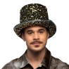 CHAPEAU HAUT DE FORME SEQUINS OUPAILLETTES OR DESERT PARTY