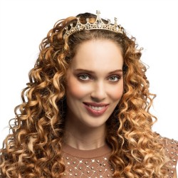 TIARE COURONNE DIADEME ROYAL JULIA OR AVEC STRASS ARGENT