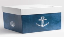 URNE DECOR ANCRE THEME MER BLEU MARINE 20,5 x 23 x 20,5
