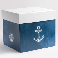 URNE DECOR ANCRE THEME MER BLEU MARINE 20,5 x 23 x 20,5