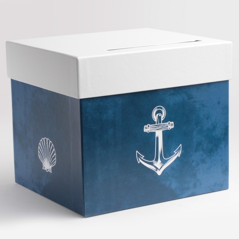 URNE DECOR ANCRE THEME MER BLEU MARINE 20,5 x 23 x 20,5