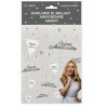 GUIRLANDE FIL JOYEUX ANNIVERSAIRE FANIONS ET LETTRES BLANC ET ARGENT 6 METRES