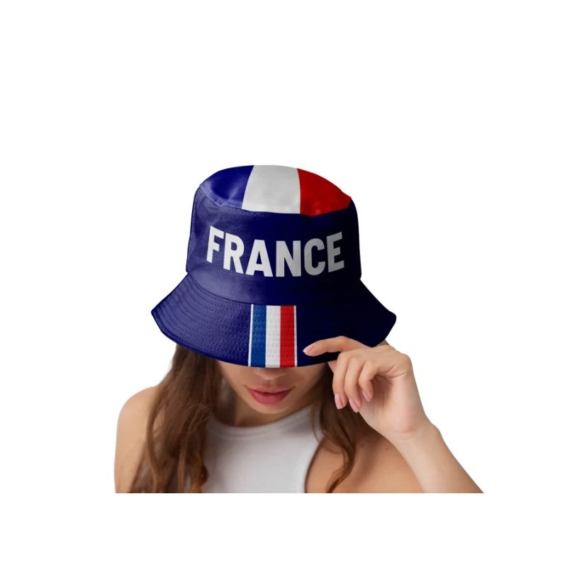 CHAPEAU DE PECHEUR BOB SUPPORTER FRANCE BLEU BLANC ROUGE