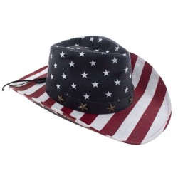 CHAPEAU WESTERN COW BOY AUX COULEURS DU DRAPEAU AMERICAIN USA 