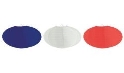 3 LANTERNES JAPONAISES EN NYLON DIAMETRE 30 CM BLEU BLANC ROUGE