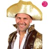 CHAPEAU TRICORNE PIRATE OU MARQUIS OR ET NOIR AVEC GALON EN TISSU
