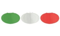 3 LANTERNES JAPONAISES EN NYLON DIAMETRE 30 CM VERT BLANC ROUGE
