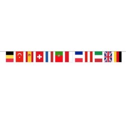 GUIRLANDE 5 METRES 12 FANIONS PAYS D'EUROPE FOOT 20 X 28 CM