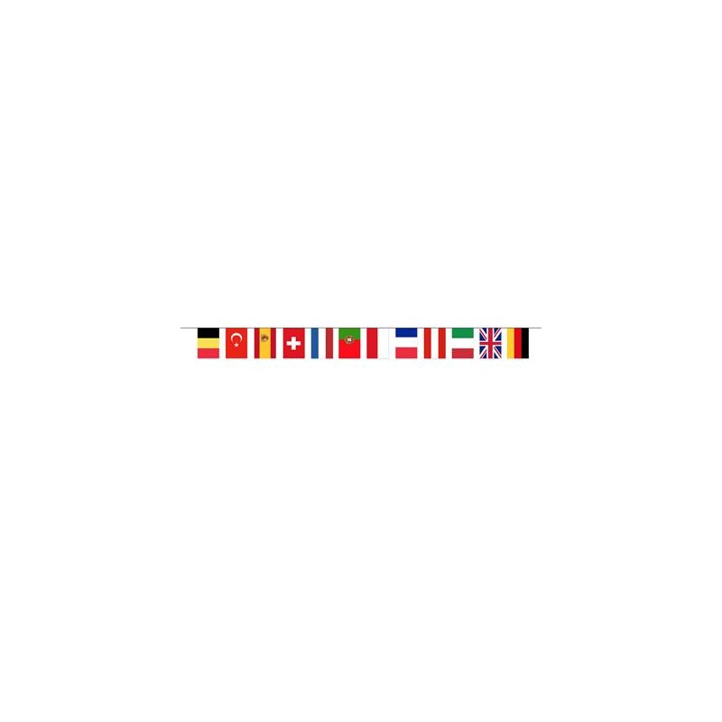 GUIRLANDE 5 METRES 12 FANIONS PAYS D'EUROPE FOOT 20 X 28 CM
