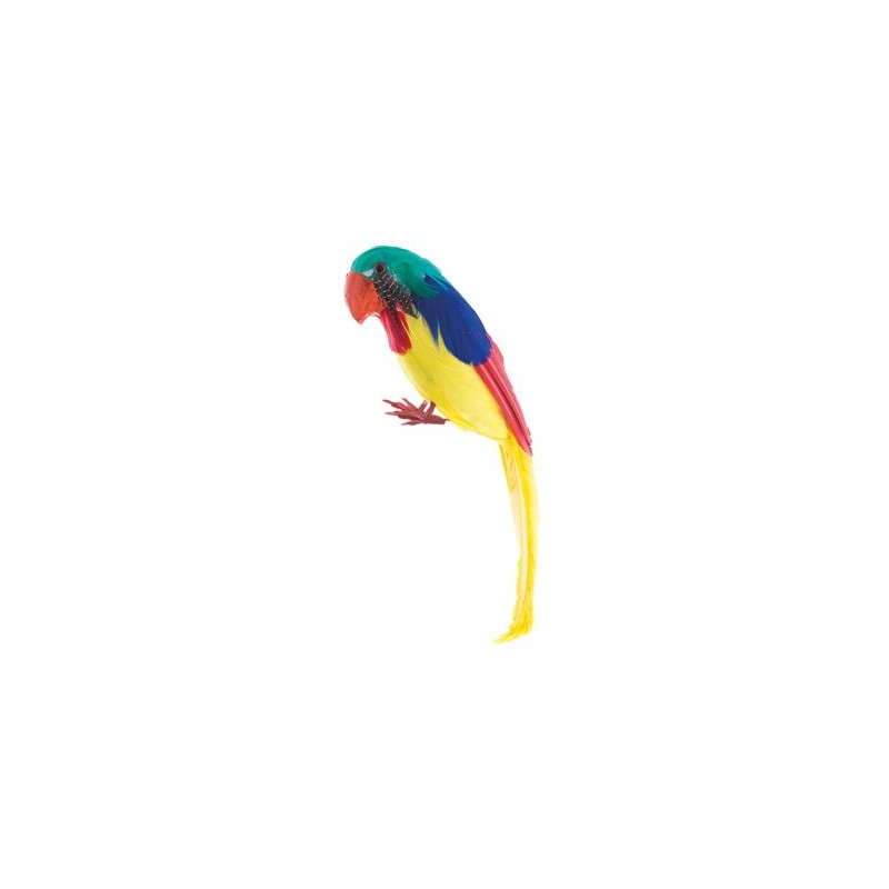 PERROQUET 30 CM EN PLUMES MULTICOLORES